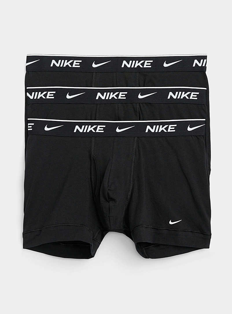Men Nike DRI-FIT Cotton Stretch Boxer Trunks 3 Pack Black Grey
