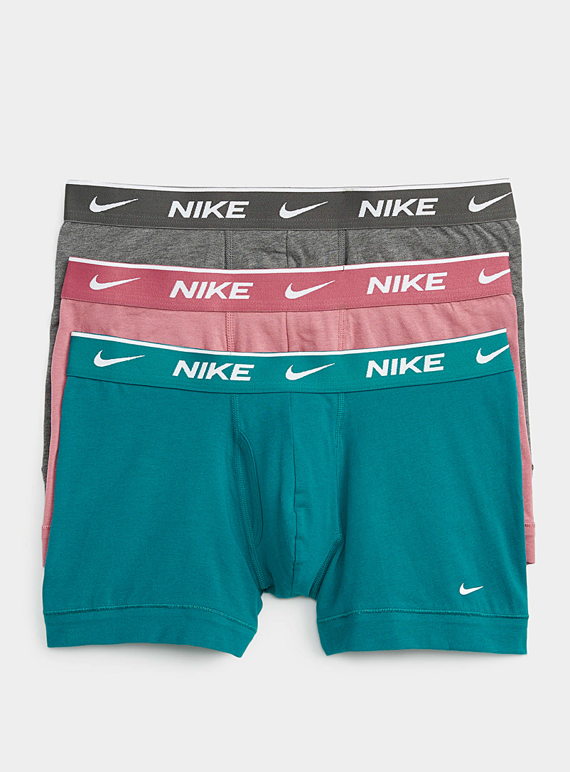 Nike: Les boxeurs longs Dri-FIT Essential trio coloré Emballage de 3 Vert à motifs pour homme
