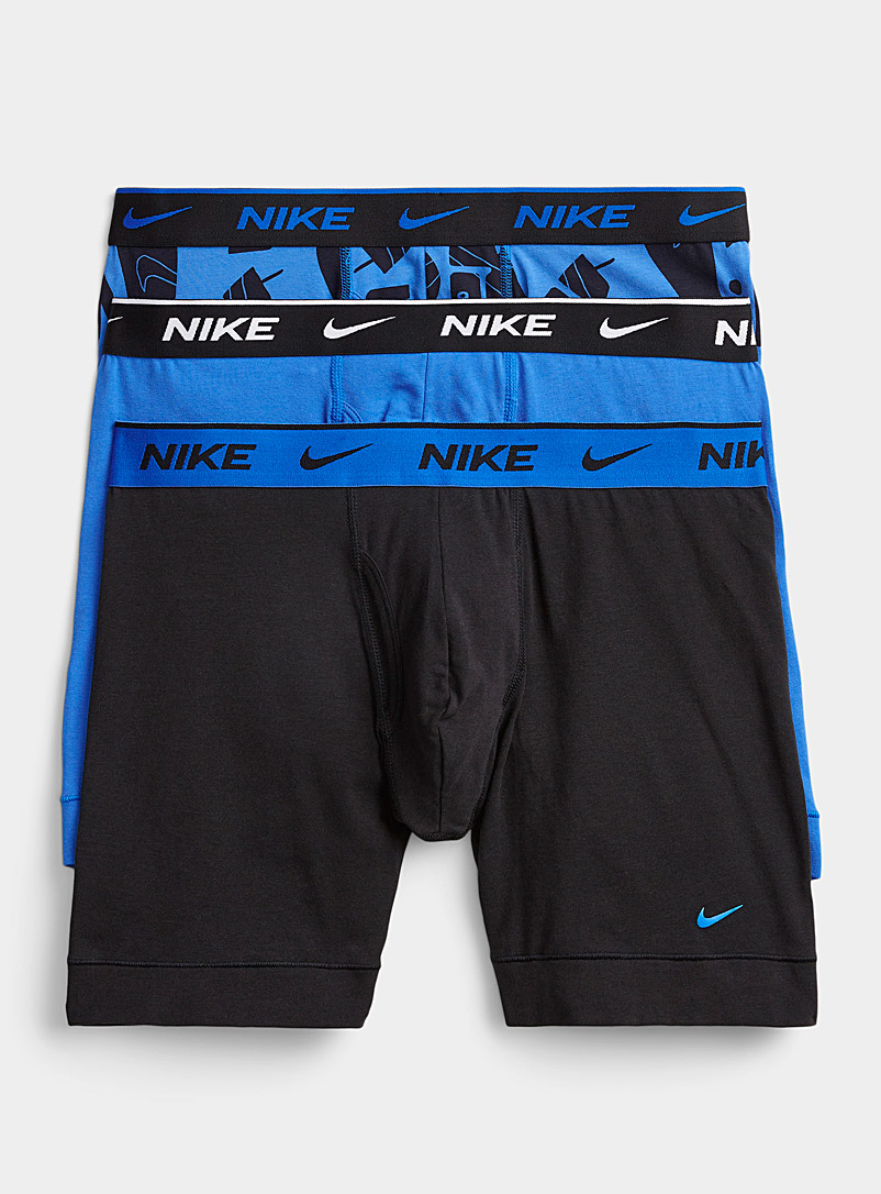 Nike: Les boxeurs longs Dri-FIT Essential teintes de bleu Emballage de 3 Bleu à motifs pour homme