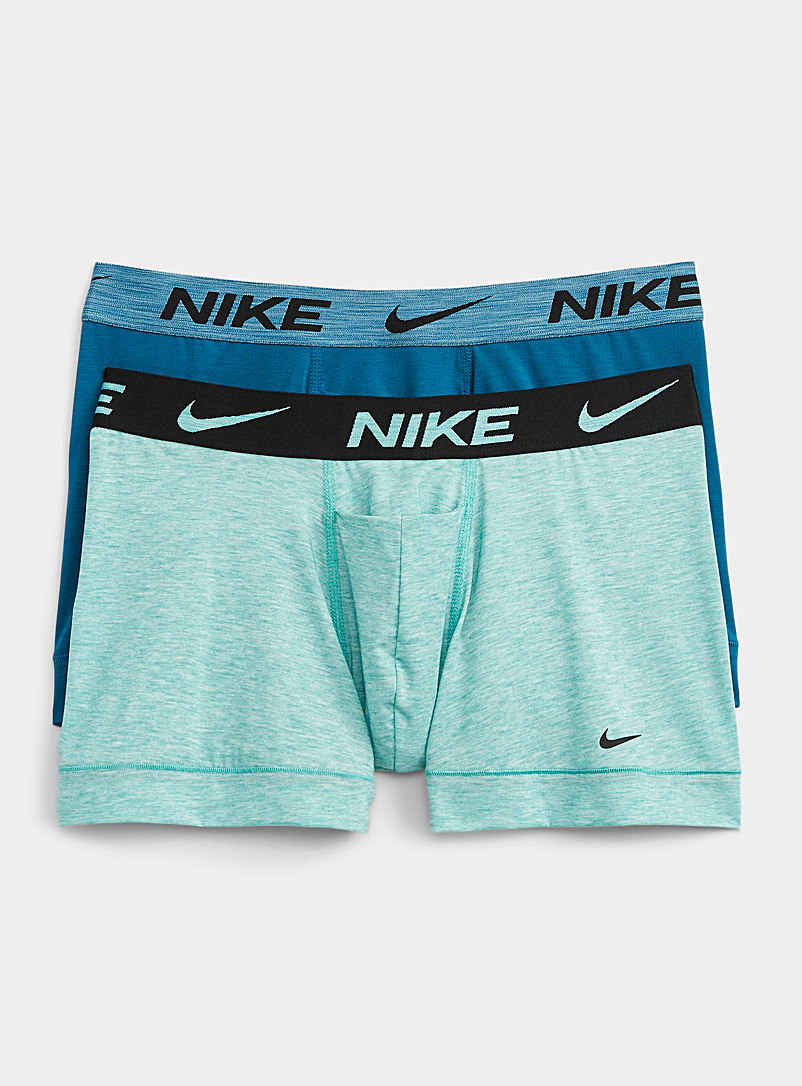 Nike: Les boxeurs courts Dri-FIT ReLuxe chinés Emballage de 2 Bleu à motifs pour homme