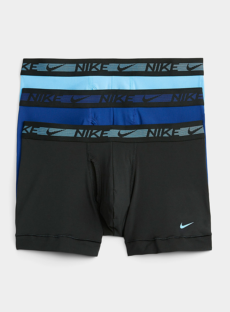 Nike: Les boxeurs courts Dri-FIT Ultra Stretch Micro bleu Emballage de 3 Bleu à motifs pour homme