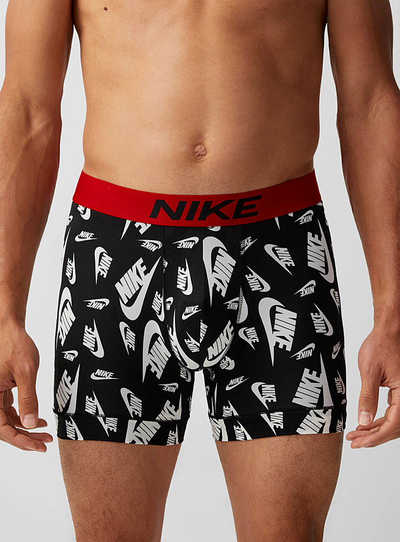 Nike Patterned Black Dri-FIT Essential Micro multi-logo boxer brief for men