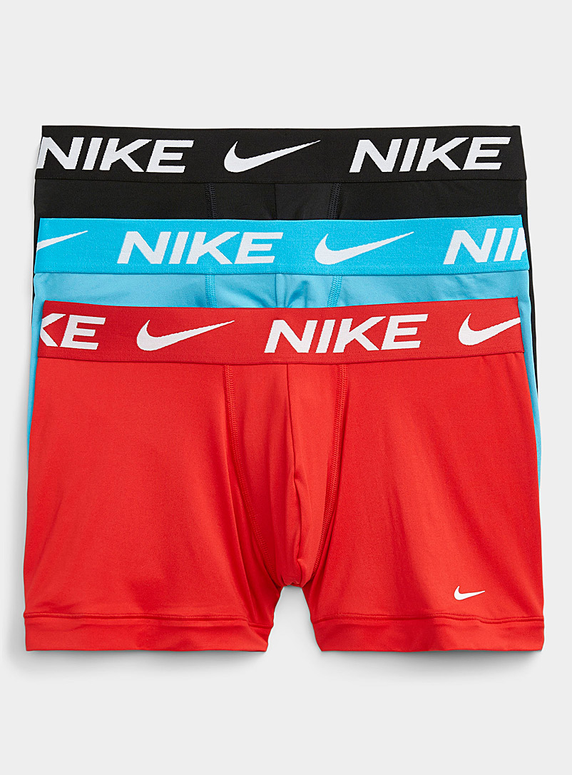 Nike Patterned Red Dri-FIT Essential Micro solid trunks 3-pack for men