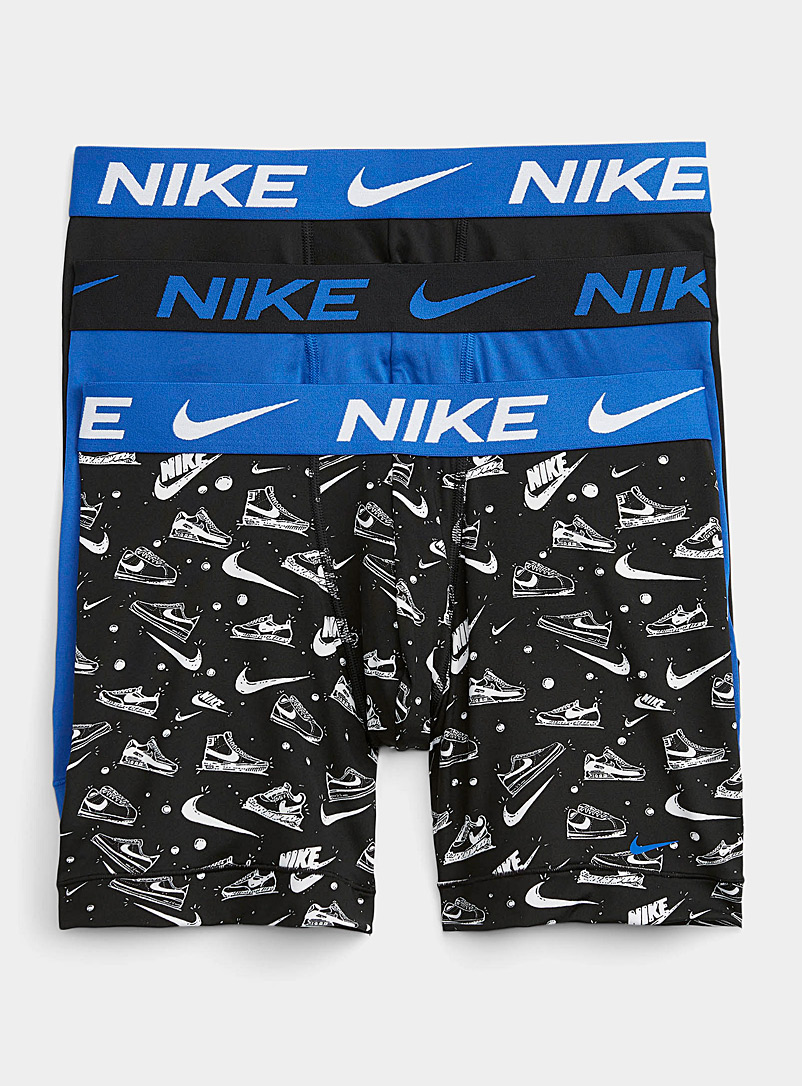Nike Patterned Blue Dri-FIT Essential Micro solid and logo boxer briefs 3-pack for men