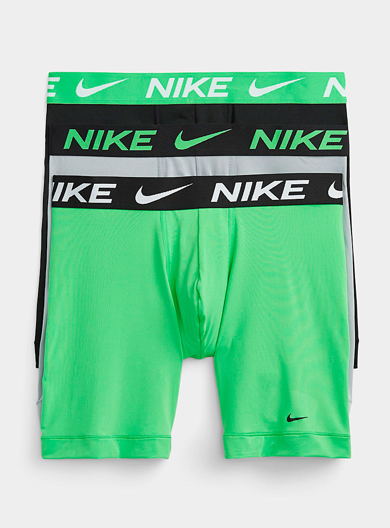 Nike: Les boxeurs longs Dri-FIT Essential Micro accent vert lime Emballage de 3 Vert à motifs pour homme