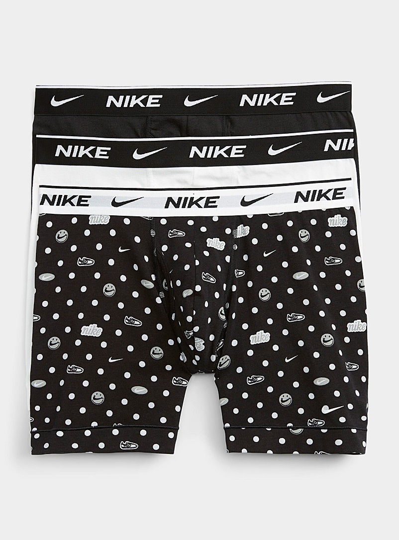 Nike Patterned White Dri-FIT Essential black and white boxer briefs 3-pack for men