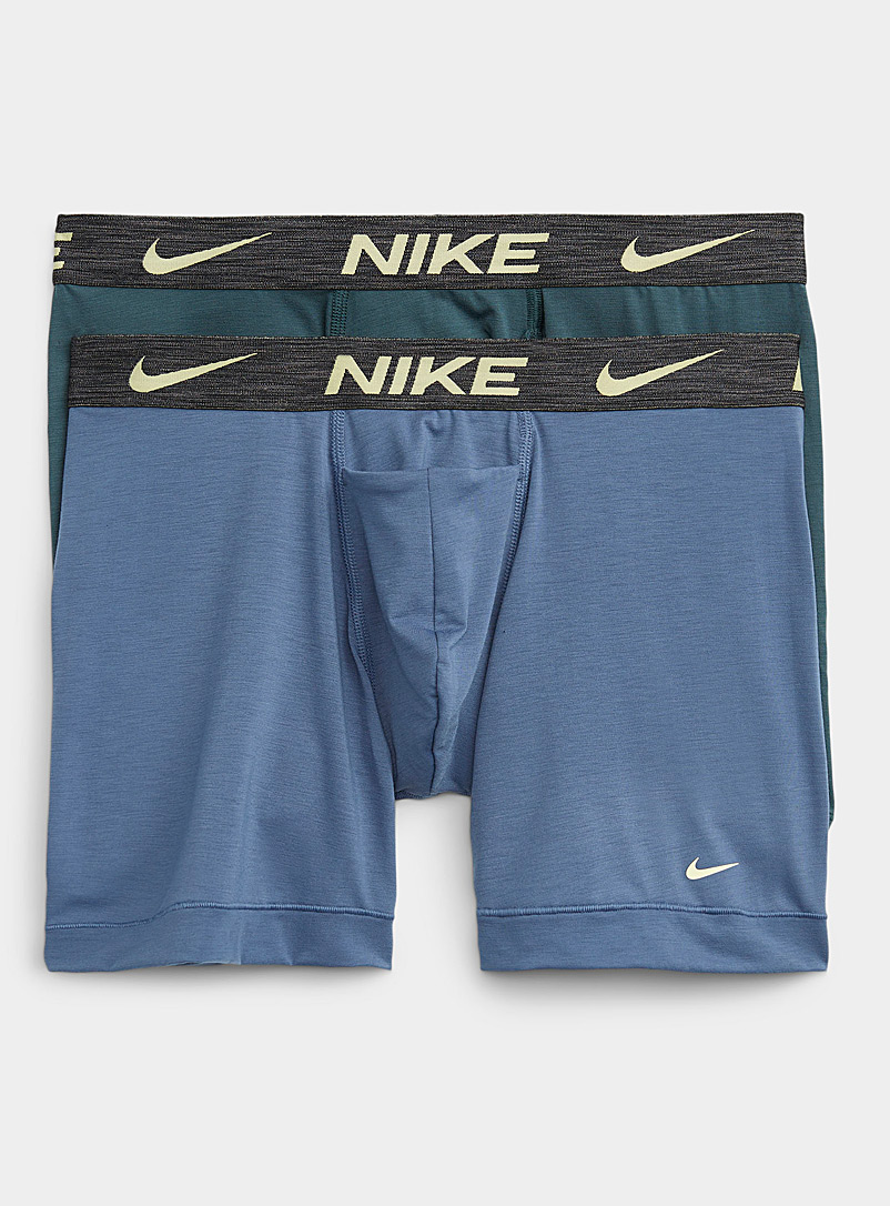 Nike: Les boxeurs longs Dri-FIT ReLuxe taille chinée Emballage de 2 Bleu à motifs pour homme