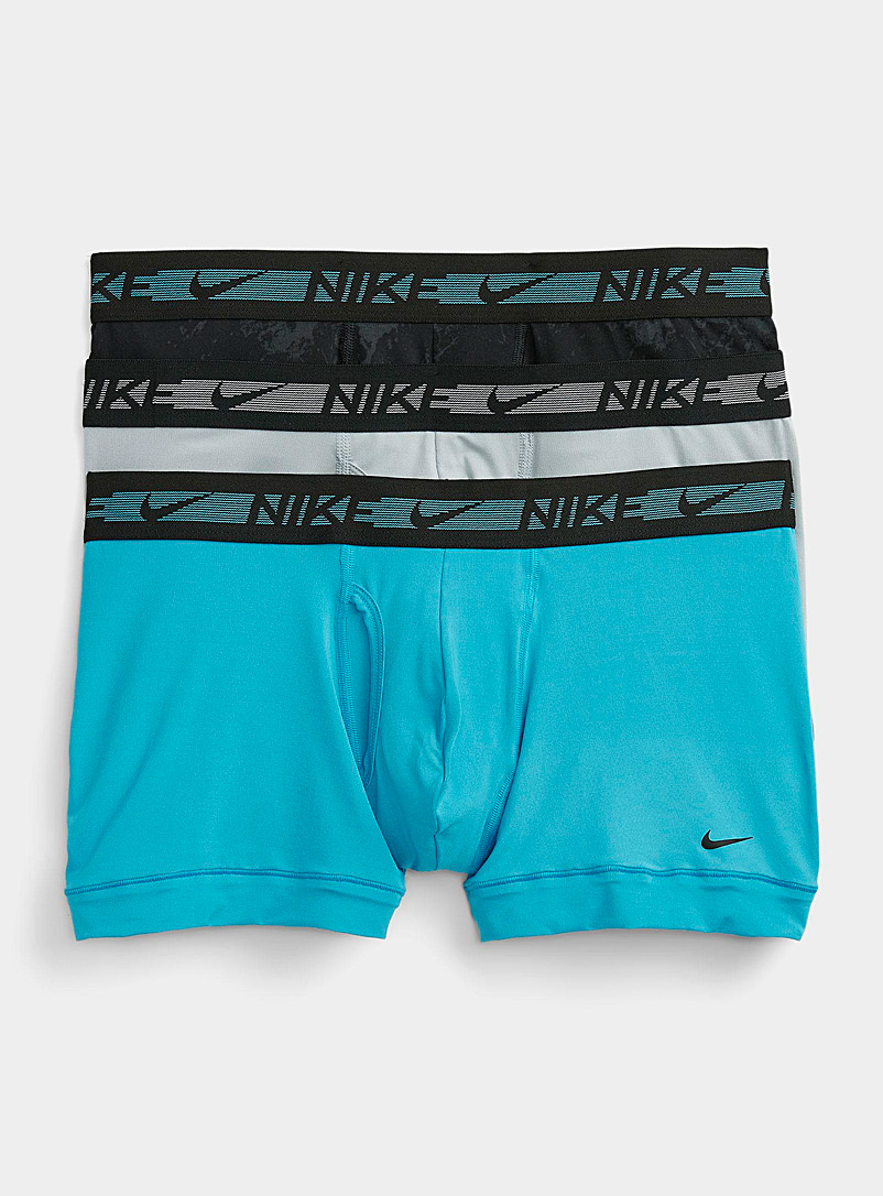 Nike: Les boxeurs longs Dri-FIT Ultra Stretch Micro taille minirayures Emballage de 3 Bleu à motifs pour homme