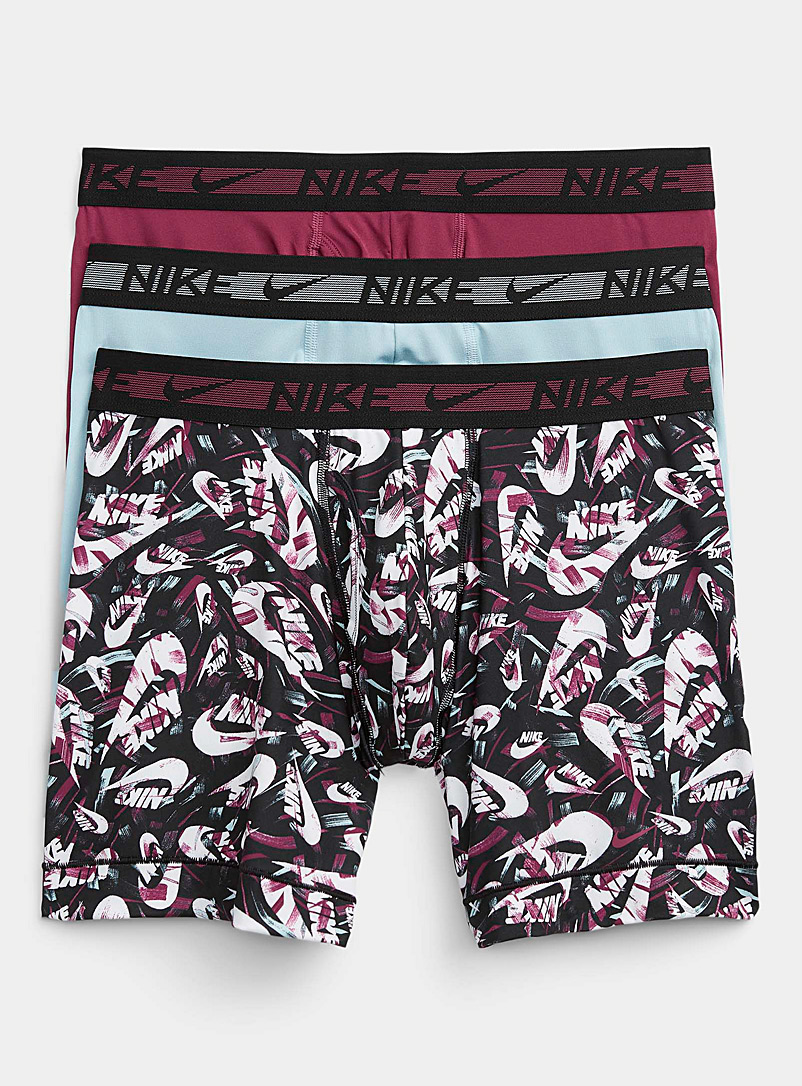 Nike Patterned Red Dri-FIT Ultra-Stretch Micro print and solid boxer briefs 3-pack for men