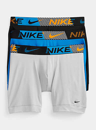 Nike: Les boxeurs longs Dri-FIT Essential Micro graphiques Emballage de 3 Bleu assorti pour homme