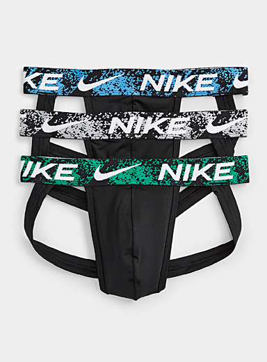 Nike Patterned Black Essential Micro tie-dye waist jockstraps 3-pack for men