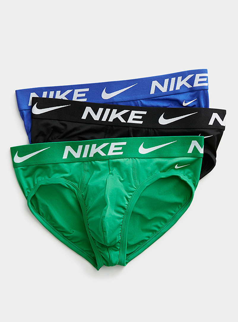 Nike Assorted green  Dri-FIT Essential Micro solid briefs 3-pack for men