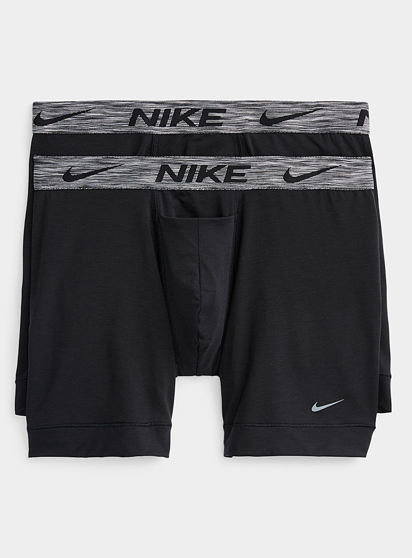 Nike: Les boxeurs longs Dri-FIT ReLuxe taille chinée Emballage de 2 Noir pour homme