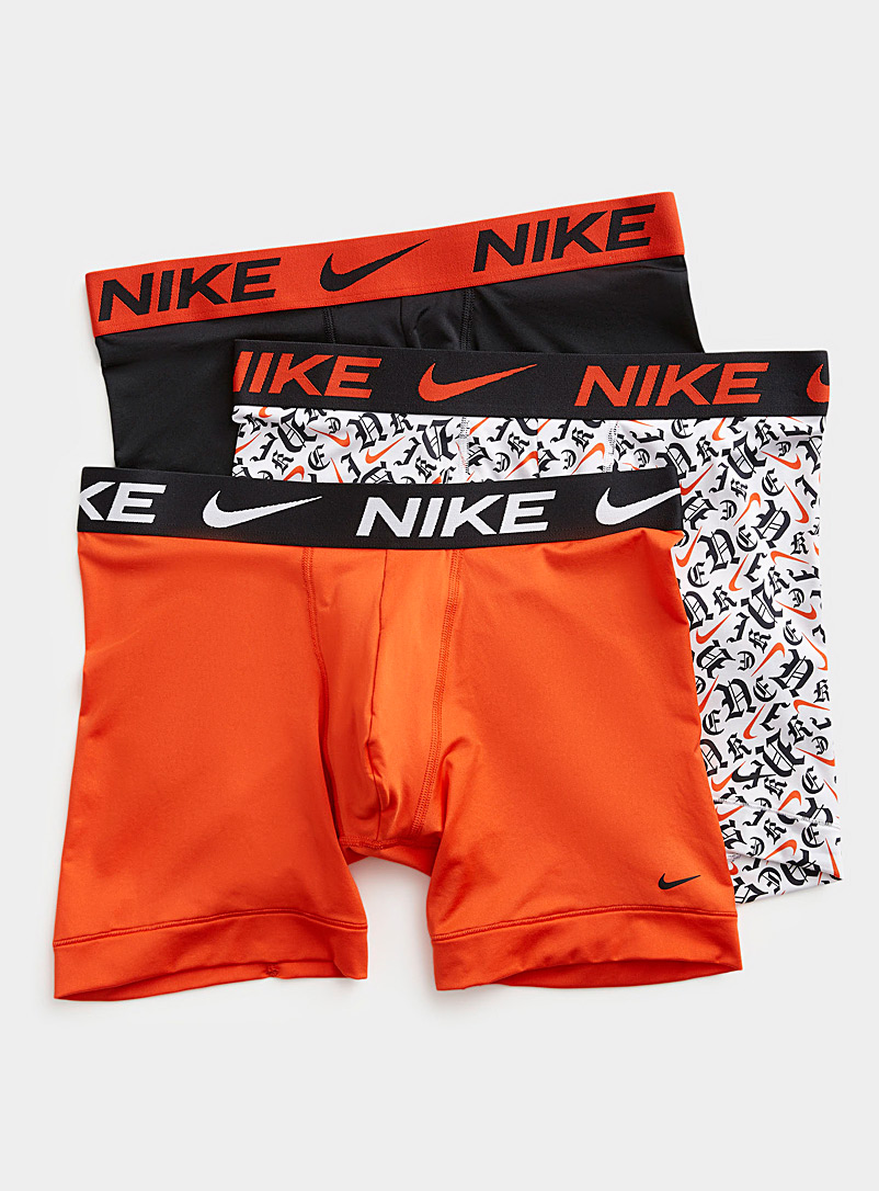 Nike: Le boxeur long Essential Micro motifs et unis Emballage de 3 Rouge à motifs pour homme
