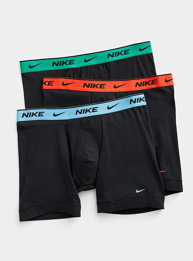 Nike: Les boxeurs longs Essential Cotton Stretch taille colorée Emballage de 3 Noir à motifs pour homme