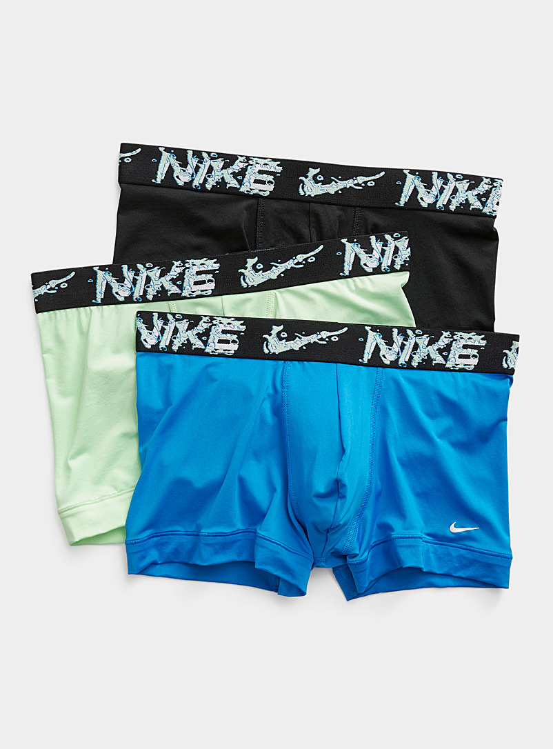 Nike: Les boxeurs courts Dri-FIT Essential Micro logo éclaté Emballage de 3 Bleu à motifs pour homme