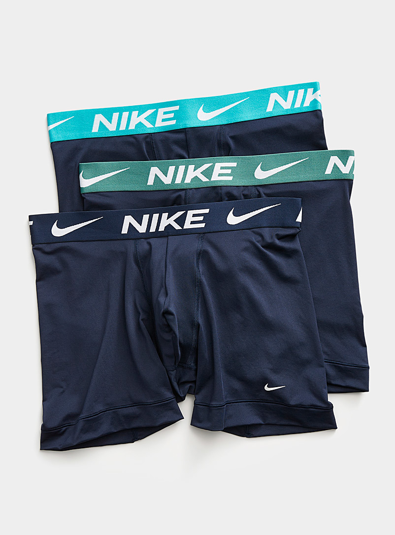 Nike: Les boxeurs longs Dri-FIT Essential Micro bleus Emballage de 3 Bleu marine - Bleu nuit pour homme