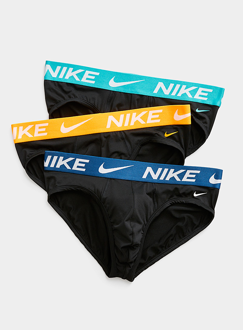 Nike Patterned Black Dri-FIT Essential Micro colourful-waist briefs 3-pack for men