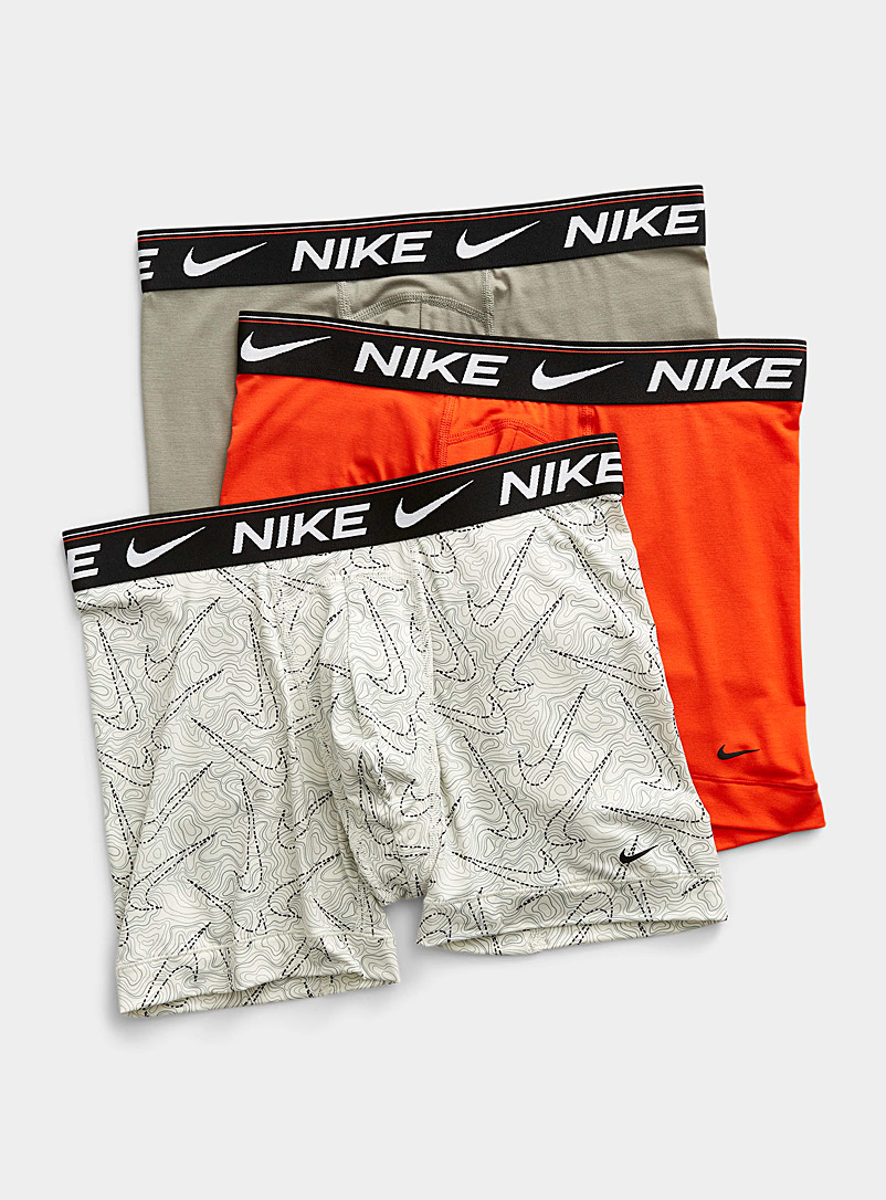 Nike: Les boxeurs longs Dri-FIT Ultra Comfort motifs et unis Emballage de 3 Rouge à motifs pour homme
