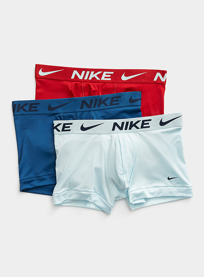 Nike: Les boxeurs courts Dri-FIT Essential Micro colorés Emballage de 3 Bleu à motifs pour homme