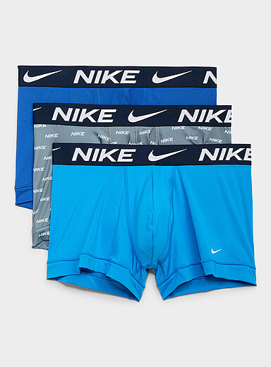 Nike Patterned Blue 3" logo waist trunks Dri-FIT Essential Micro 3-pack for men