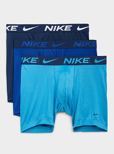 Nike Patterned Blue 6" micro-perforated blue boxer briefs Elite Breathe 3-pack for men