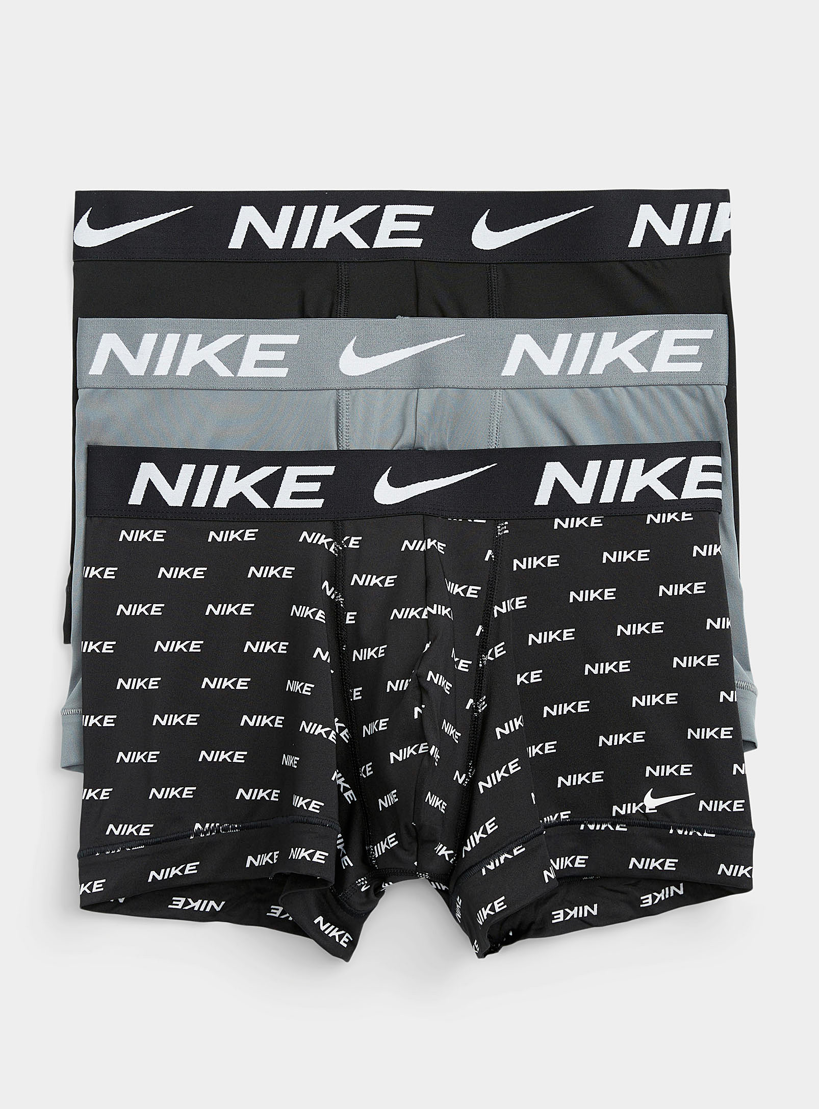 Shop Nike Dri-fit Essential Micro Trunks 3-pack In Patterned Grey