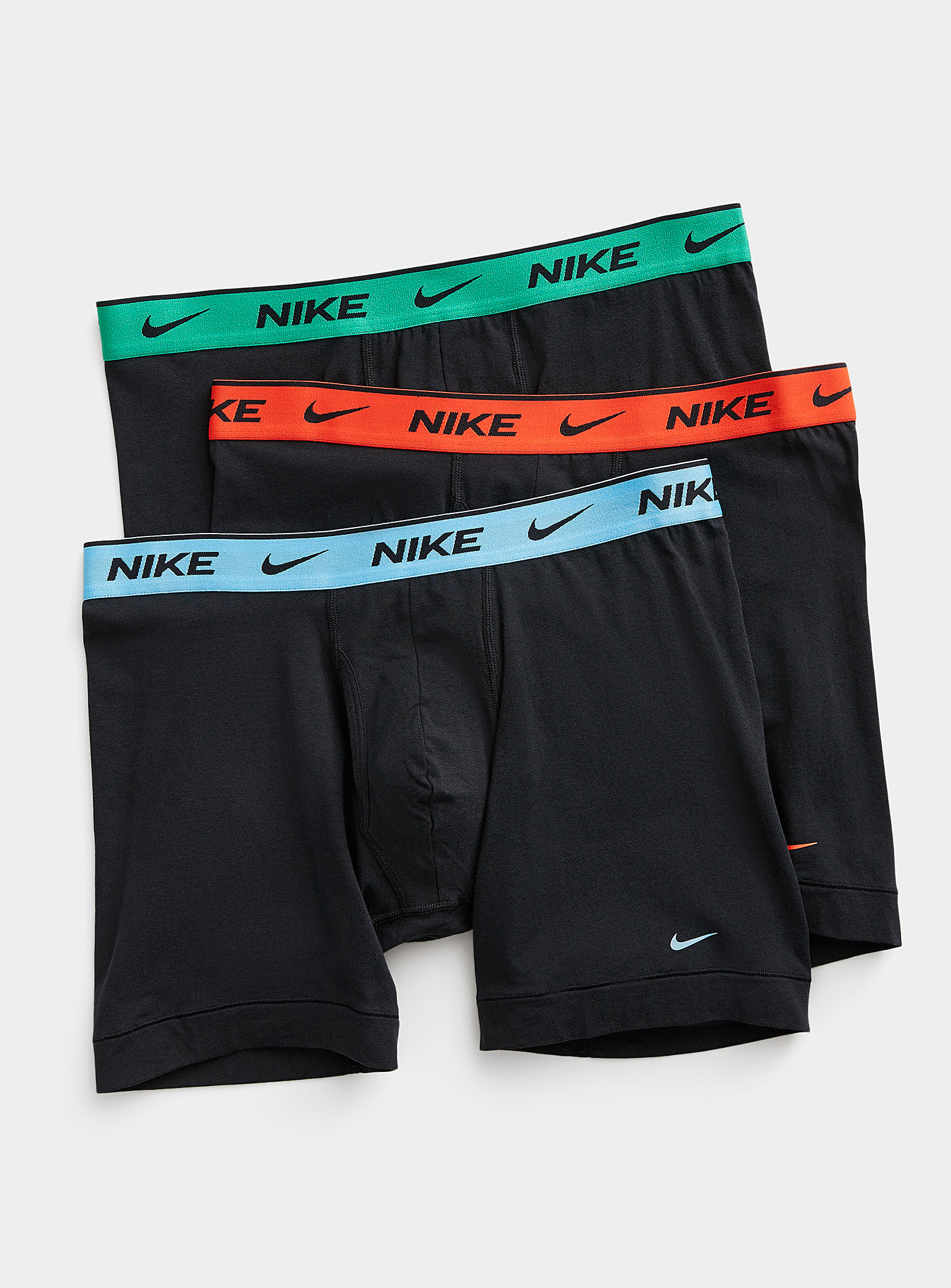 Nike Essential Cotton Stretch Colourful-waist Boxer Briefs 3-pack In Patterned Black