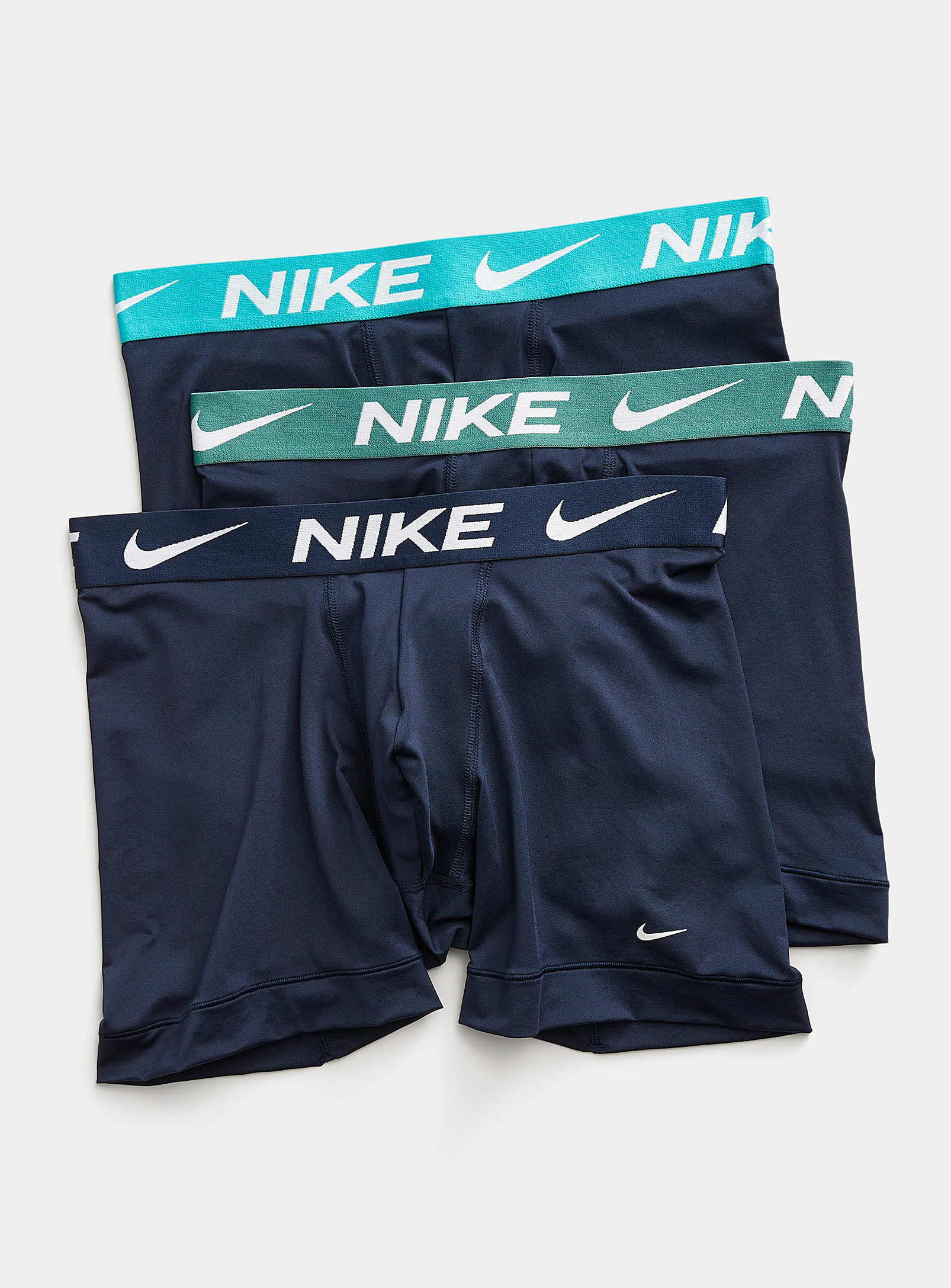 Nike Dri-fit Essential Micro Blue Boxer Briefs 3-pack In Navy/midnight Blue