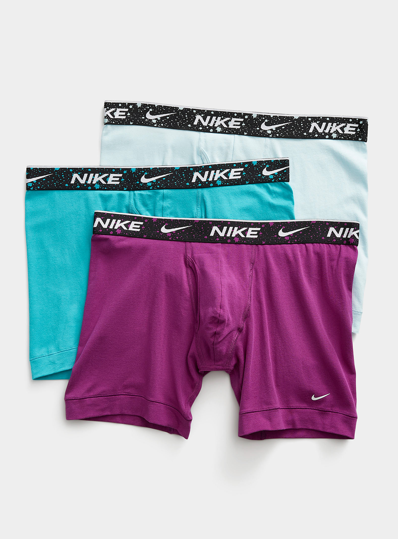 Nike Essential Cotton Stretch Colourful-waist Boxer Briefs 3-pack In Patterned Blue