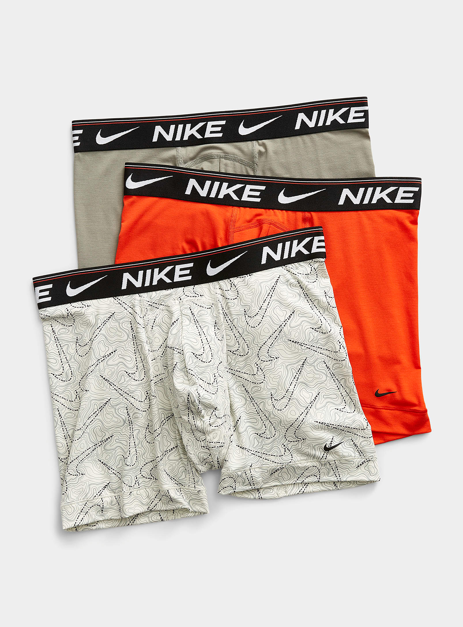 Nike Solid And Patterned Dri-fit Ultra Comfort Boxer Briefs 3-pack In Patterned Red