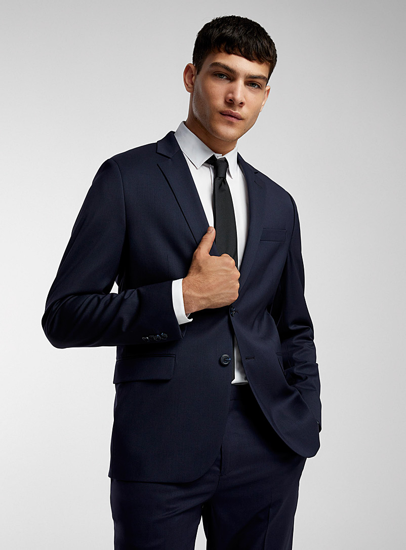 Le 31 Navy/Midnight Blue Stretch Marzotto wool jacket Stockholm fit - Slim <b>Innovation collection</b> for men