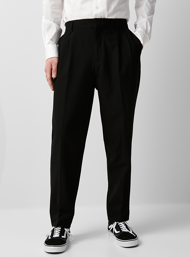Le 31 Black Solid pleated pant Reykjavik fit - Anti-fit for men
