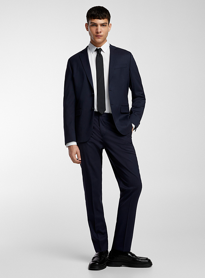 Le 31 Navy/Midnight Blue Stretch Marzotto wool pant Stockholm fit - Slim <b>Innovation collection</b> for men