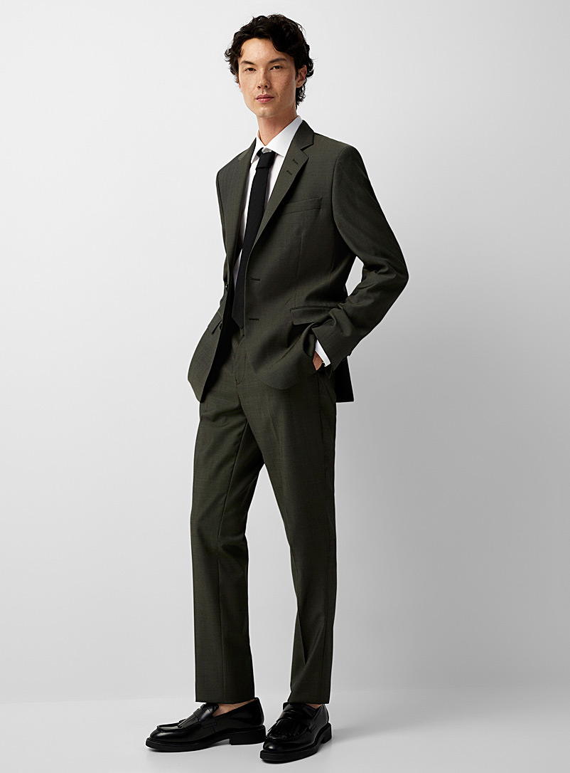 Le 31 Green Virgin wool semi-plain suit Stockholm fit - Slim for men