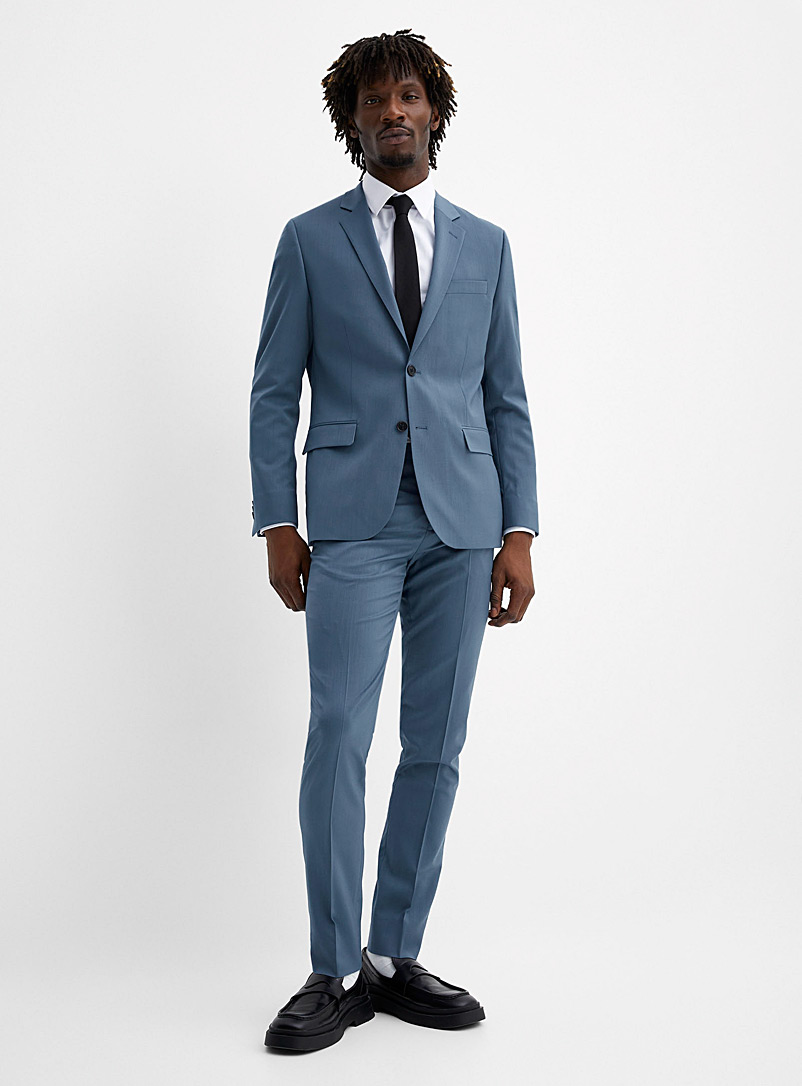 Le 31: Le pantalon coloré laine Marzotto extensible Coupe Stockholm - Étroite Bleu pâle-bleu poudre pour homme