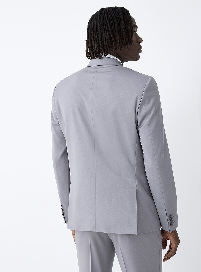 Le 31: Le veston uni extensible Tissu de laine sign&eacute; Marzotto <b>Coupe Stockholm - Ajust&eacute;e</b> Bleu marine - Bleu nuit pour homme