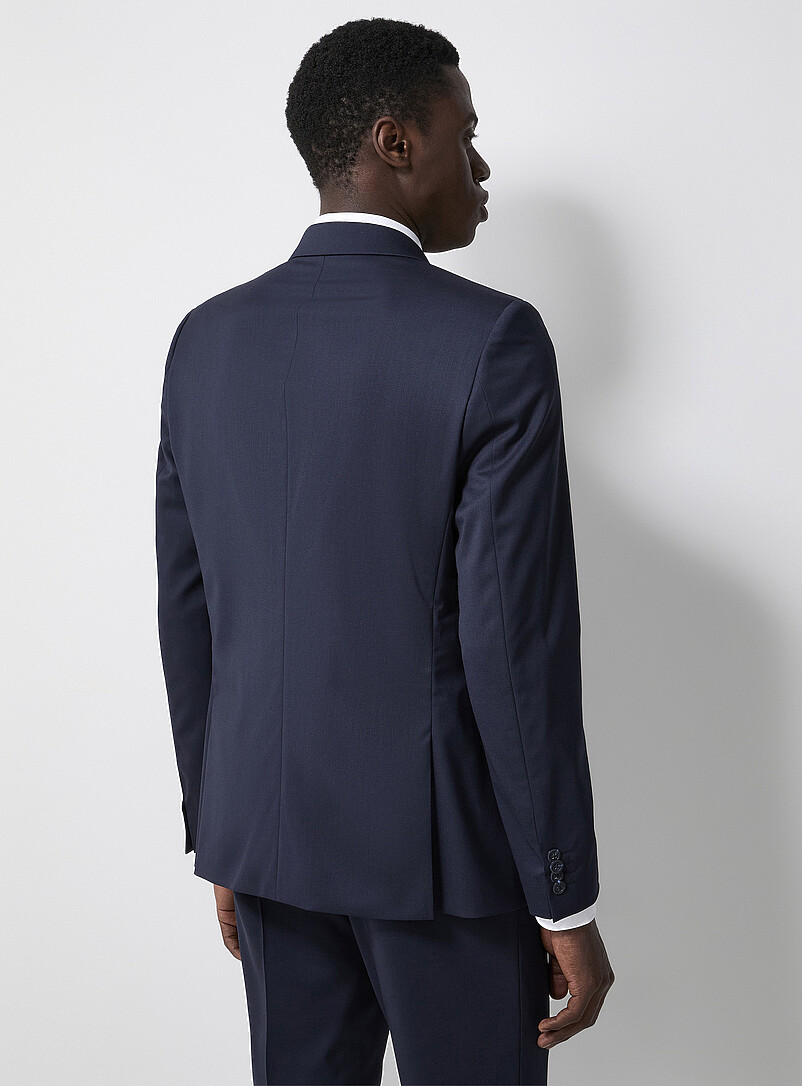 Le 31: Le veston uni extensible Tissu de laine sign&eacute; Marzotto <b>Coupe Stockholm - Ajust&eacute;e</b> Bleu marine - Bleu nuit pour homme