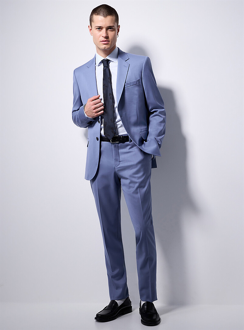 Le 31: Le veston essentiel extensible Tissu de laine sign&eacute; Marzotto <b>Coupe Stockholm - Ajust&eacute;e</b> Bleu pour homme