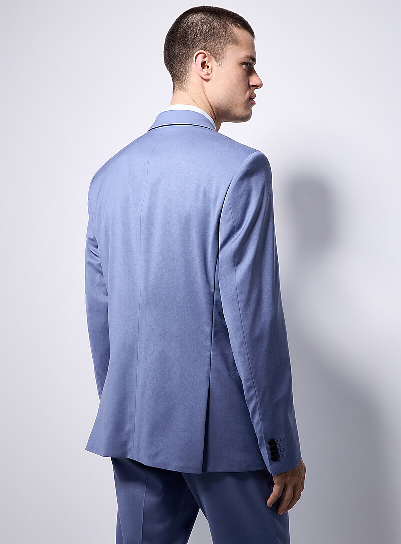 Le 31: Le veston essentiel extensible Tissu de laine sign&eacute; Marzotto <b>Coupe Stockholm - Ajust&eacute;e</b> Bleu pour homme