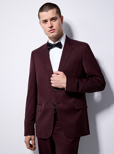Le 31 Burgundy Essential stretch jacket Wool weave by Marzotto <b>Stockholm fit - Slim</b> for men
