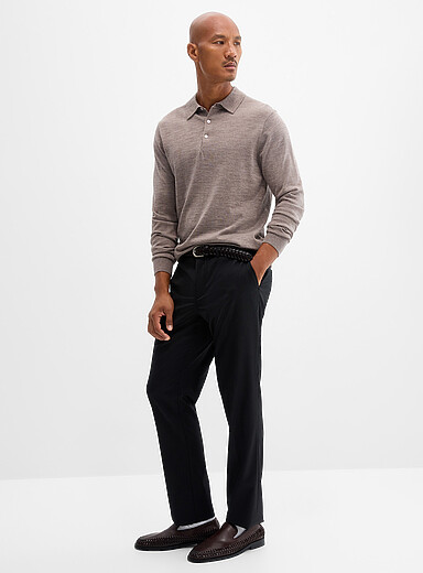 Le 31: Le pantalon essentiel laine Marzotto Tissu de laine sign&eacute; Marzotto <b>Coupe London - Droite &eacute;troite</b> Noir pour homme