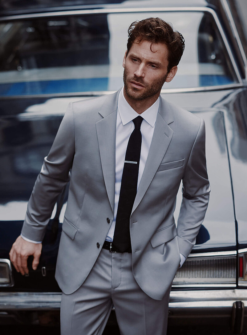 Solid Stretch Suit Jacket Wool Weave By Marzotto Stockholm Fit - Slim