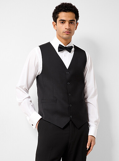 Le gilet smoking extensible Tissu de laine sign&eacute; Marzotto <b>Coupe Stockholm - Ajust&eacute;e</b>