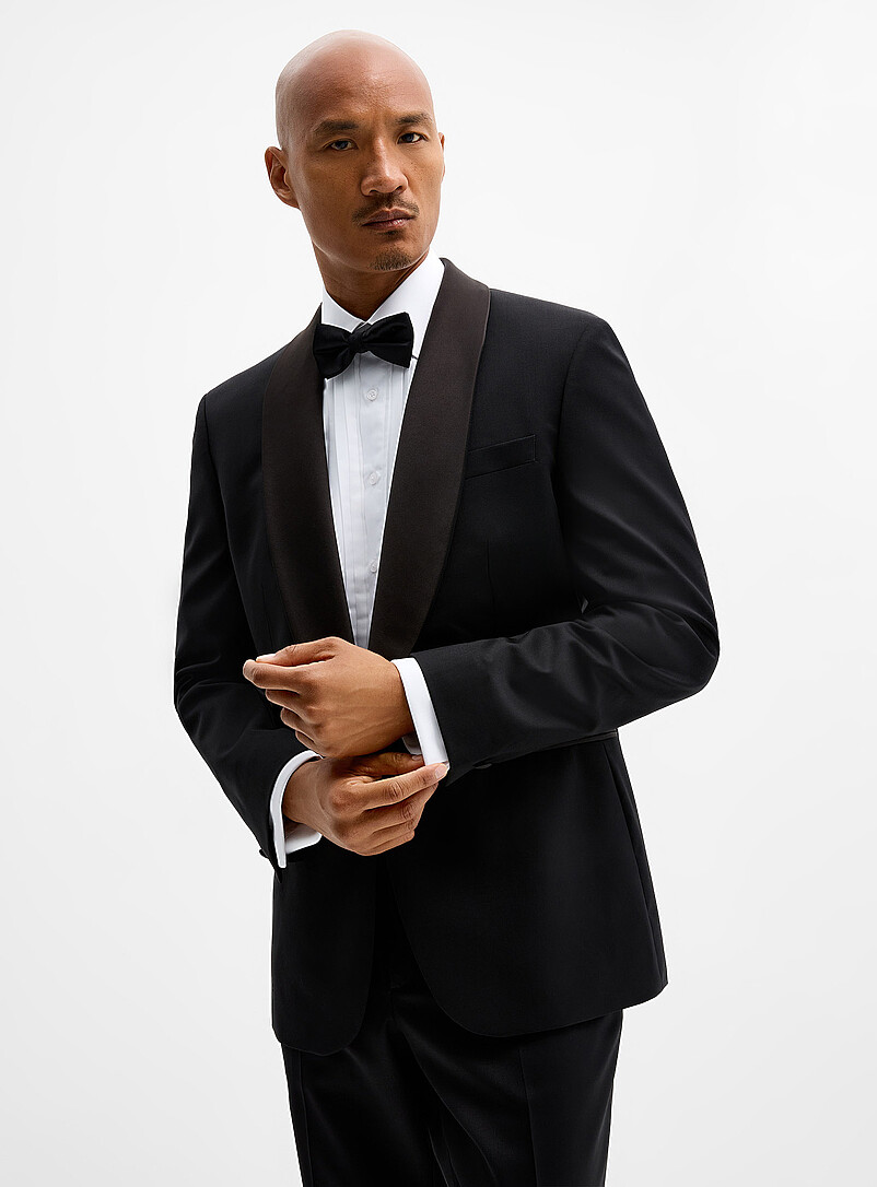Black tuxedo jacket Wool weave by Marzotto London fit - Semi-slim product image (primary)