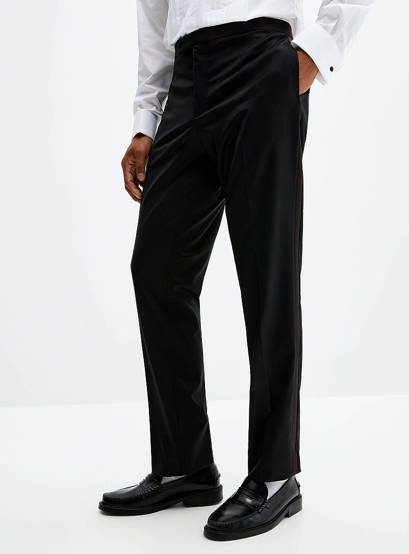 Satiny band tuxedo pant Wool weave by Marzotto London fit - Slim straight product image 2