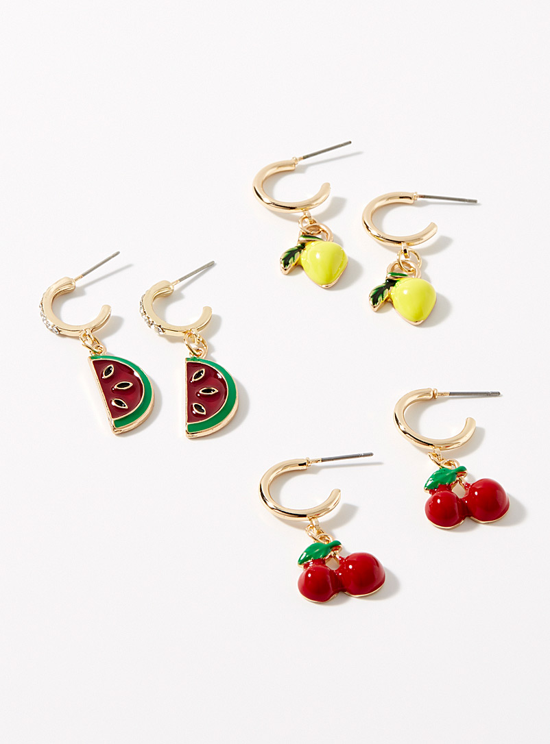 Simons Assorted Exquisite fruit earrings Set of 3 for women