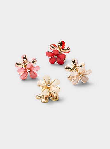 Sparkly mini-flower clips Set of 4