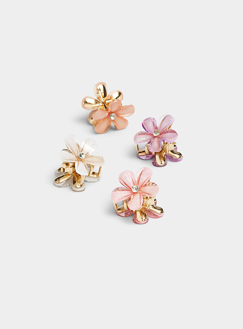 Simons Assorted Sparkly mini-flower clips Set of 4 for women