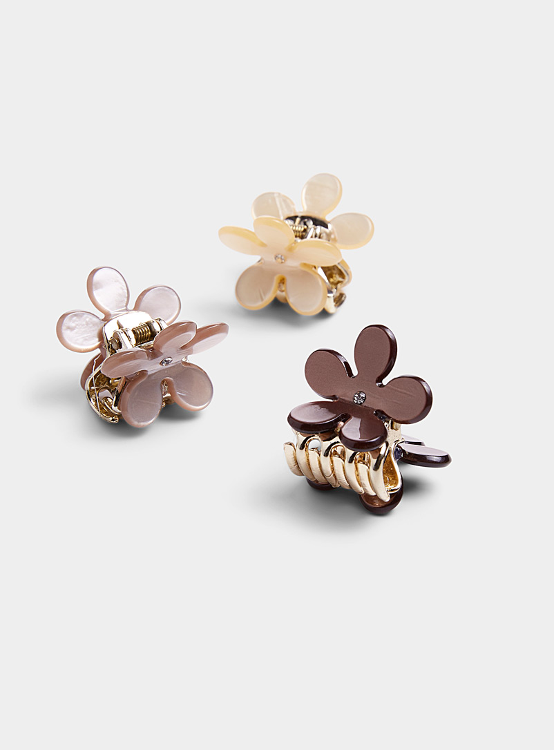 Simons Ivory/Cream Beige Small natural-flower clips Set of 3 for women